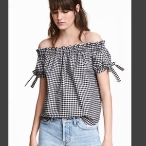 Off the Shoulder Checker Gingham TOP